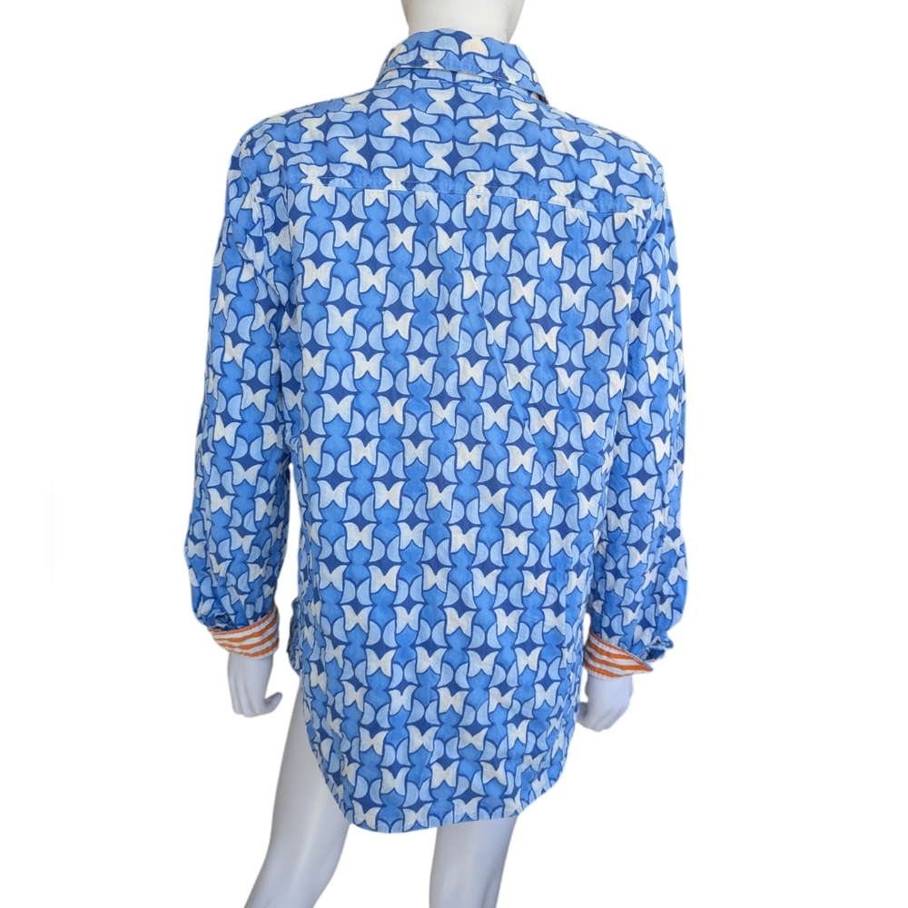 J. McLaughlin Blue and White Floral Shirt - Picture 4 of 8
